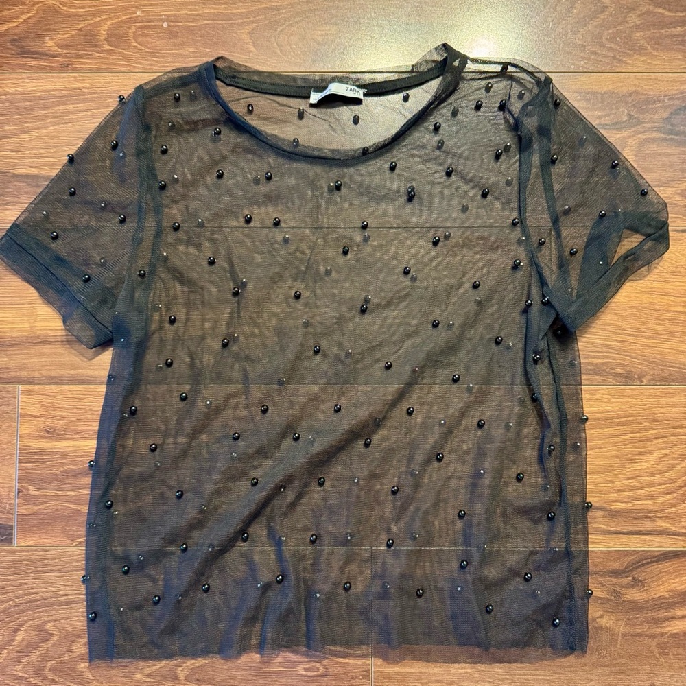 Zara Sheer Pearl Top